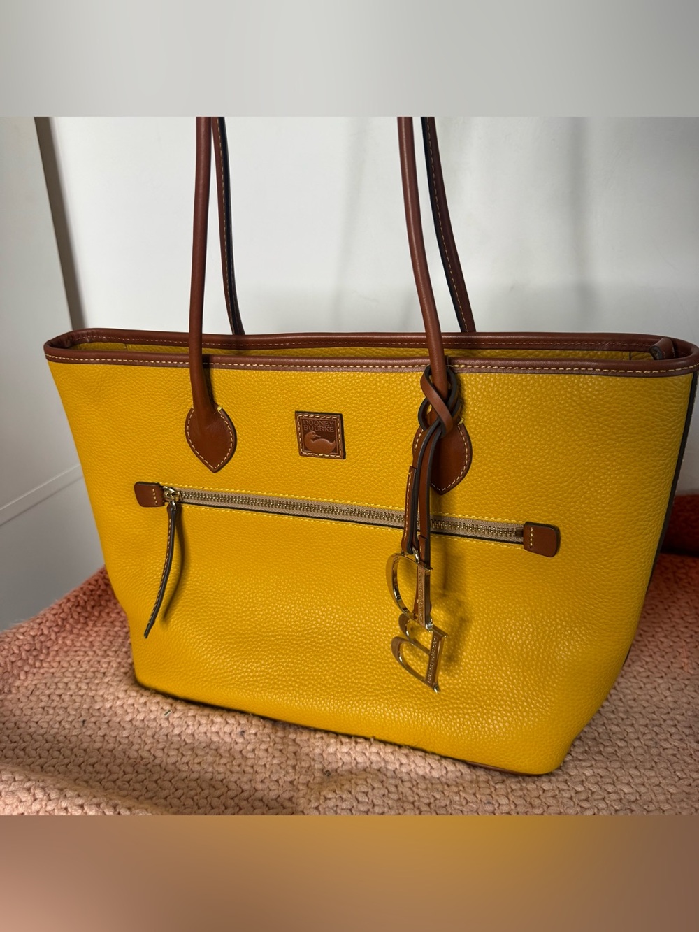 Dooney & Bourke Large Pebble Grain Leather Tote Sunflower Yellow